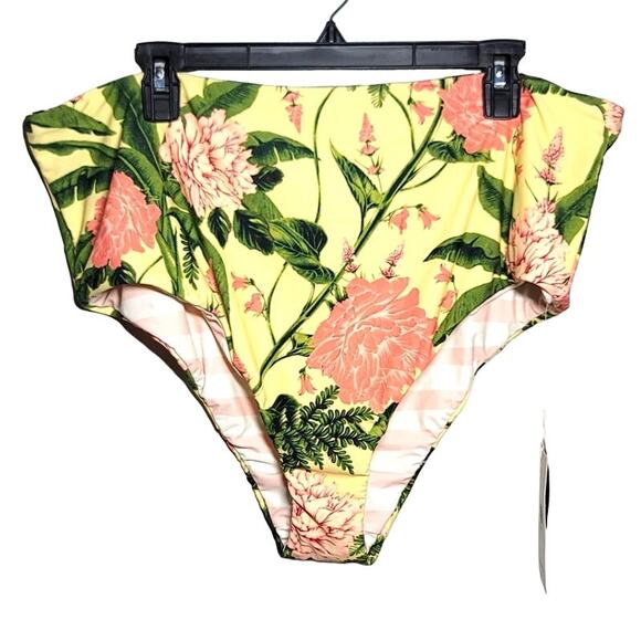 Agua Bendita x Target Peony Botanical Reversible High Waist Cheeky Bikini Bottom - Picture 2 of 9